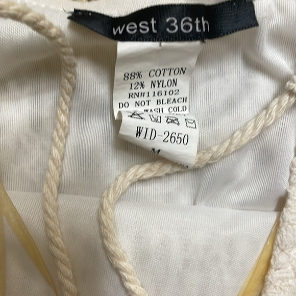 West 36th White Cotton Lace Halter Mini Dress Crisscross Tie Back Size Medium - Picture 6 of 7